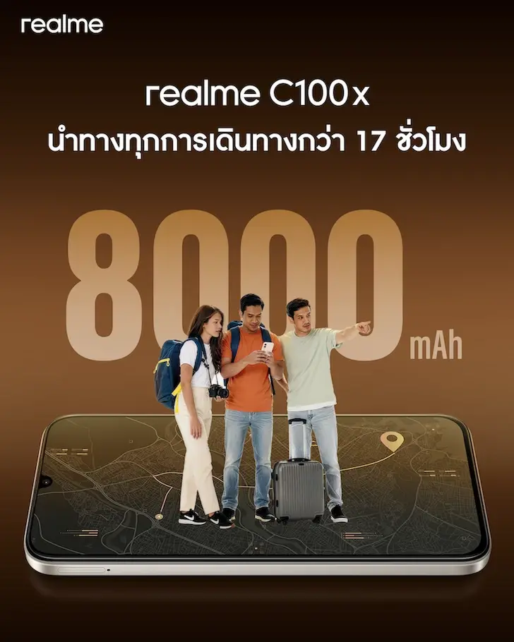 realme รุกตลาดสมาร์ทโฟนพันธุ์อึด ส่ง C100x แบต 8,000mAh เปิดขาย 25 พ.ค.นี้