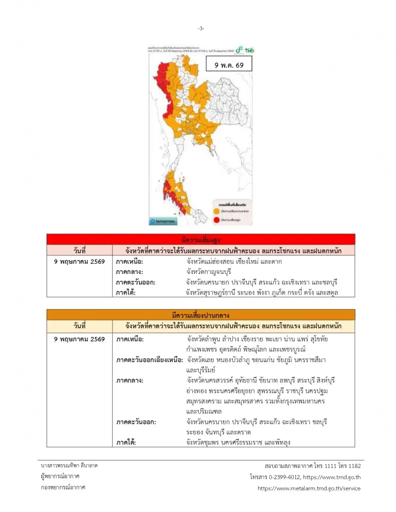 กรมอุตุฯ เตือนด่วน พายุฝนถล่มไทยถึง 10 พ.ค. 2569 เช็กพื้นที่เสี่ยงฝนหนัก-ลมแรงทั่วประเทศ