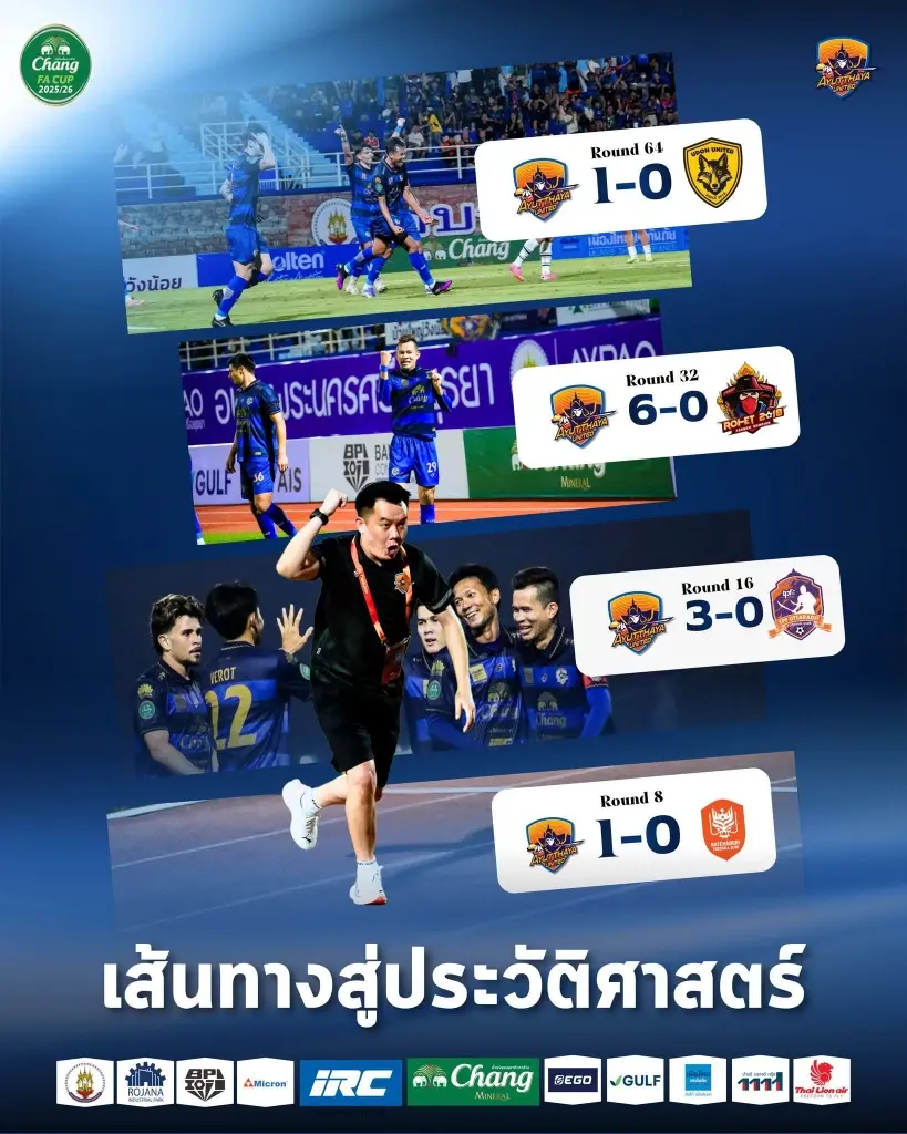 เส้นทางสู้รอบรองชนะเลิศของ อยุธยา ยูไนเต็ด