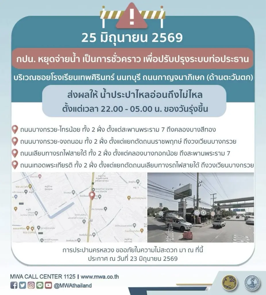 น้ำประปาไม่ไหลในพื้นที่ไทรน้อย จังหวัดนนทบุรี