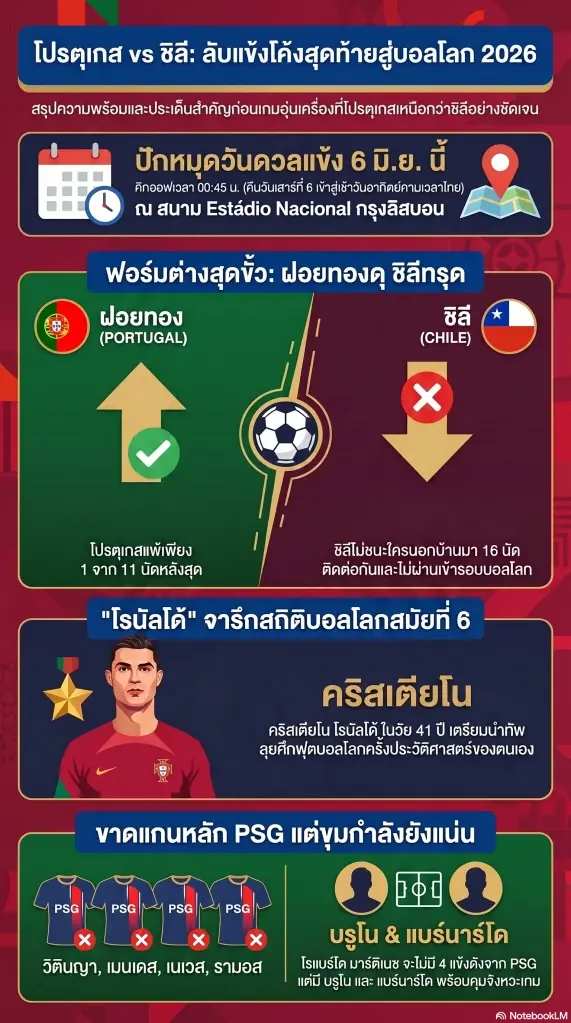เปิดสถิติโปรตุเกส พบ ชิลี