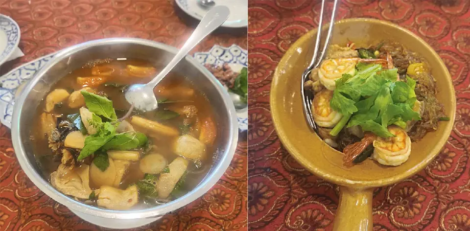ต้มยำรวมมิตรน้ำใสรสจัดจ้าน และ กุ้งอบวุ้นเส้นรสกลมกล่อม