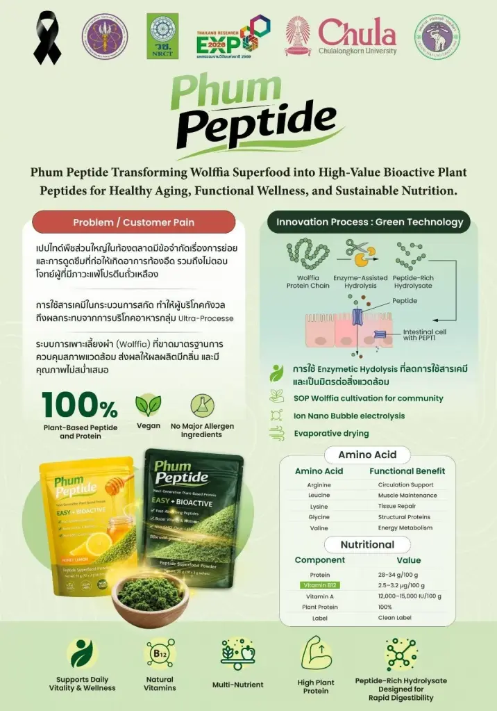 อินโฟกราฟิกผลิตภัณฑ์และกระบวนการผลิต "เจาะลึกนวัตกรรม Phum Peptide 