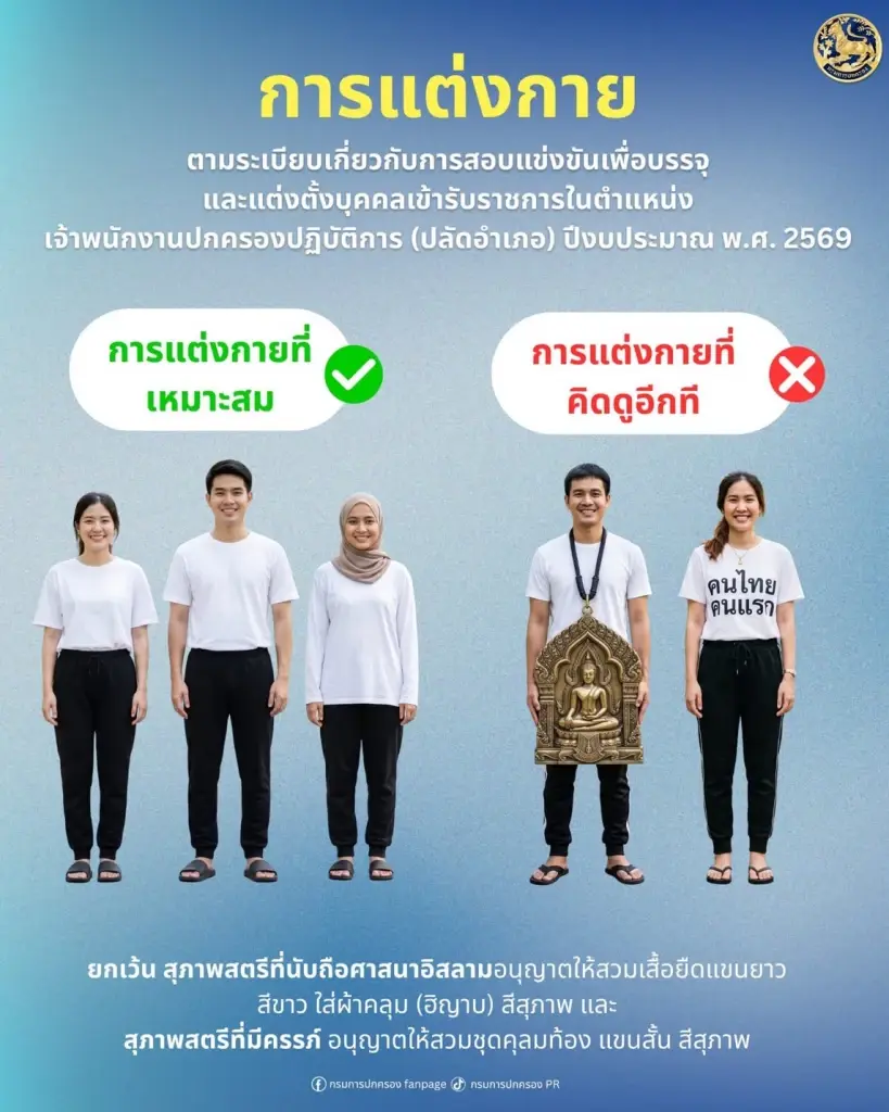 การแต่งกายเข้าสอบแข่งขันปลัดอำเภอ 2569 