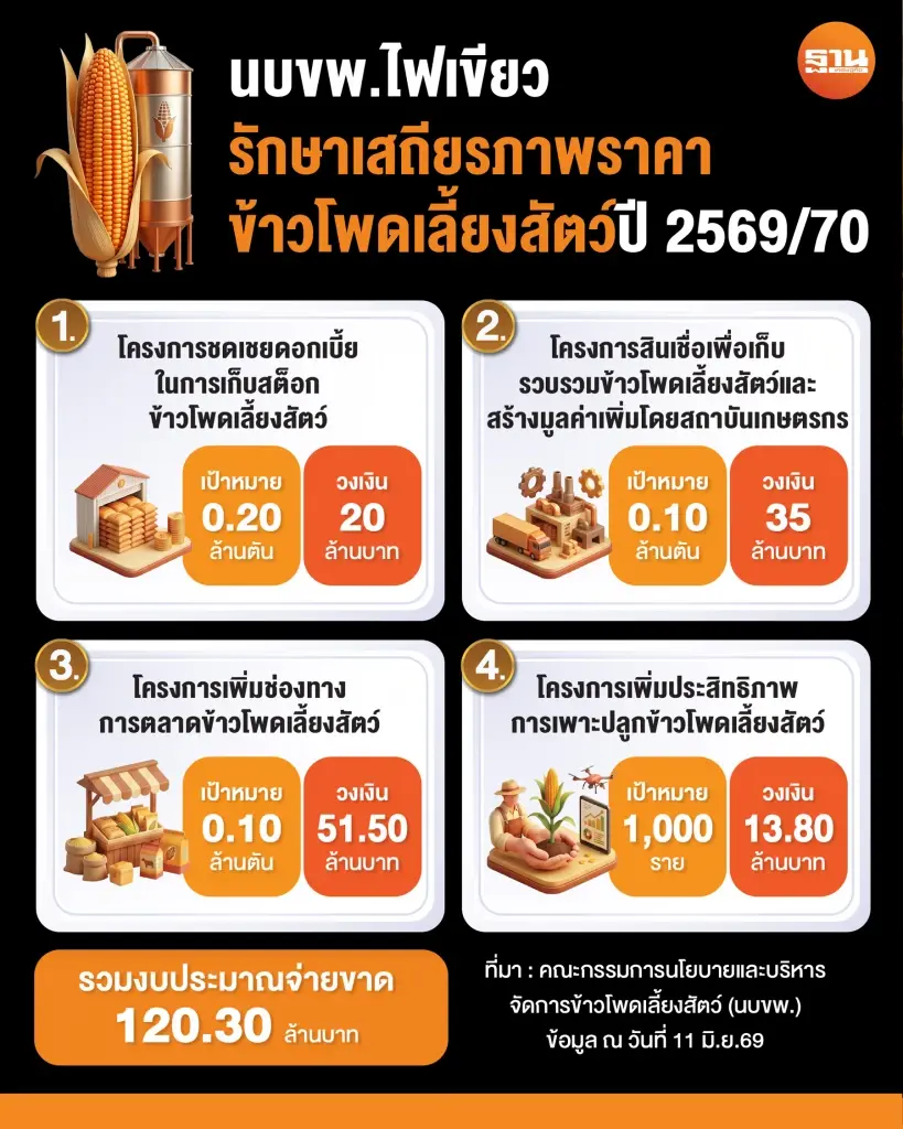 นบขพ. ไฟเขียวรักษาเสถียรภาพราคาข้าวโพด 