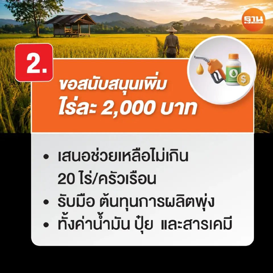 ชาวนาชง 3 วาระด่วน 'นบข.' เร่งเคลียร์ค้างจ่ายไร่ละพัน ขอช่วยเพิ่มไร่ละ 2,000
