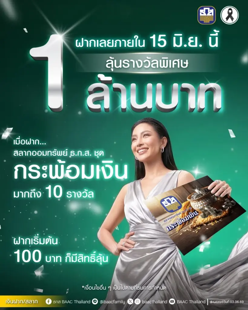 ถ่ายทอดสดการออกรางวัล สลากออมทรัพย์ธ.ก.ส.ตรวจหวยงวดนี้ 16 มิ.ย.69
