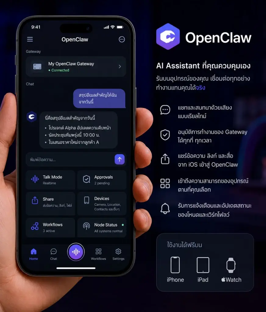 OpenClaw เปิดแอปสำหรับ iPhone ครั้งแรกเปลี่ยนสมาร์ทโฟนเป็น AI Assistant