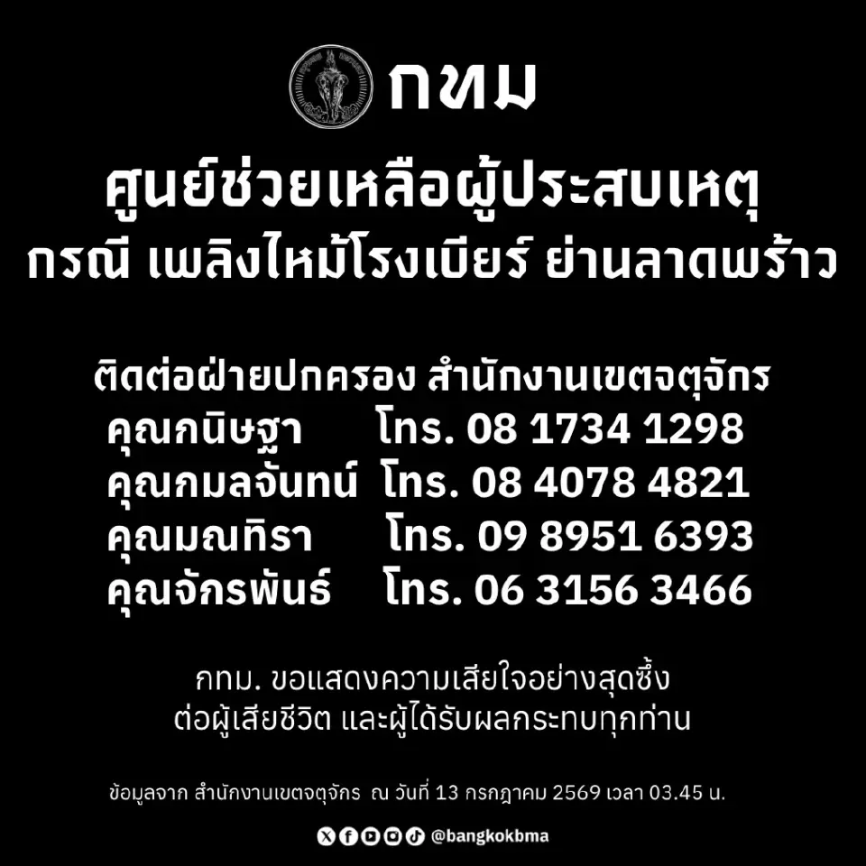 ศูนย์ประสานงานเหตุเพลิงไหม้บริเวณ MRT พหลโยธิน [ibg;Iทางออกประตู4