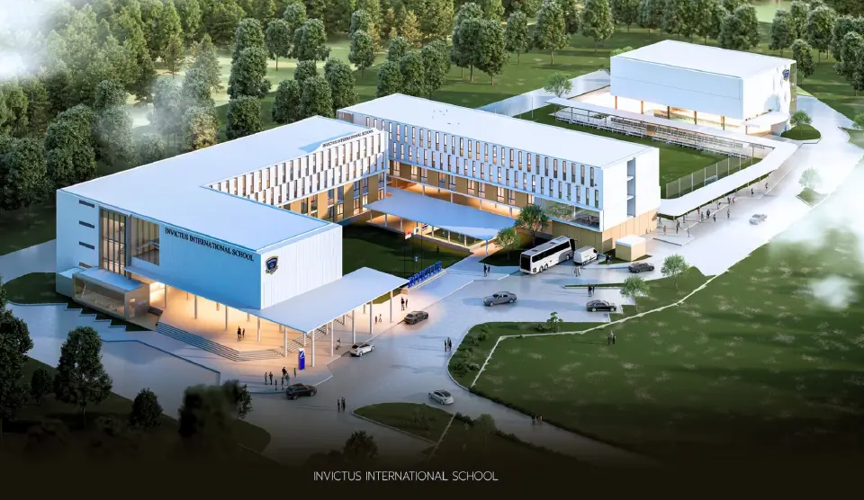 โรงเรียน Invictus International School Riverdale Campus ตั้งอยู่บนพื้นที่กว่า 15 ไร่ ในโครงการ Riverdale District จังหวัดปทุมธานี 