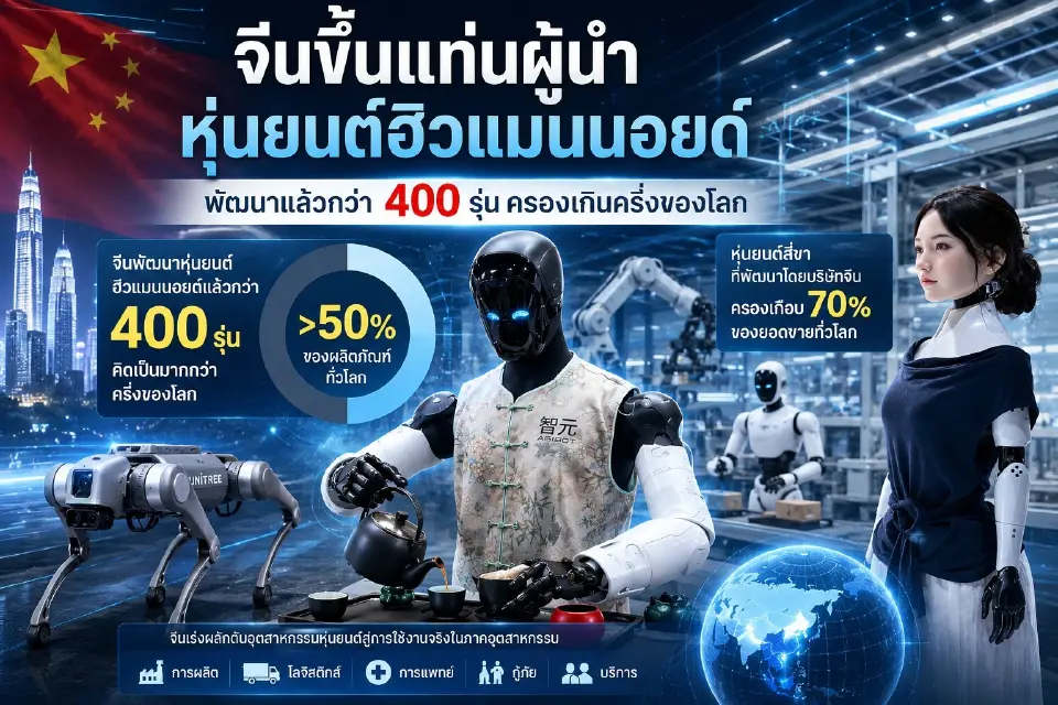 จีน พัฒนา 'หุ่นยนต์ฮิวแมนนอยด์' แล้ว 400 รุ่น ผงาดผู้นำครองตลาดเกินครึ่ง