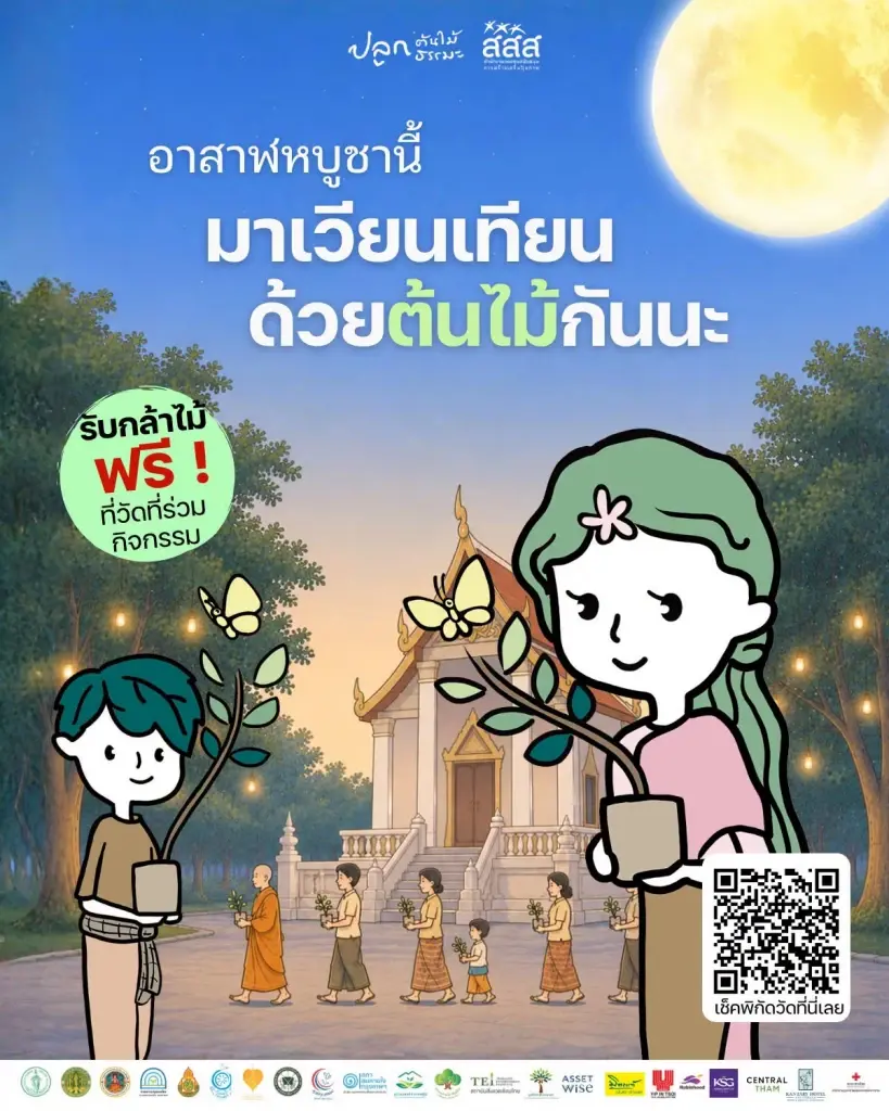 วันอาสาฬหบูชา 2569 เปิดพิกัดวัดทั่วไทยร่วมเติมบุญด้วยการ"เวียนเทียนต้นไม้"
