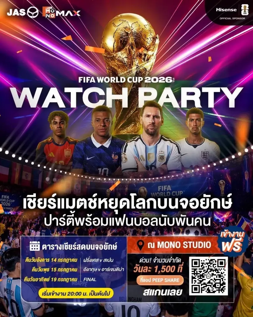'อังกฤษ พบ อาร์เจนตินา' ดูบอลโลกฟรี MONOMAX เช็กลิงค์ถ่ายทอดสด -จุดดูบอลจอยักษ์