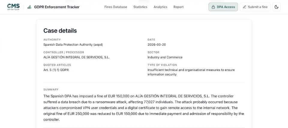 กรณีของบริษัท ALÍA GESTIÓN INTEGRAL DE SERVICIOS, S.L. ประเทศสเปน