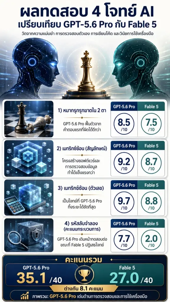 GPT-5.6 Pro ทวงบัลลังก์ AI เหนือ Fable 5 เด่นงานโค้ด-ตรวจสอบ