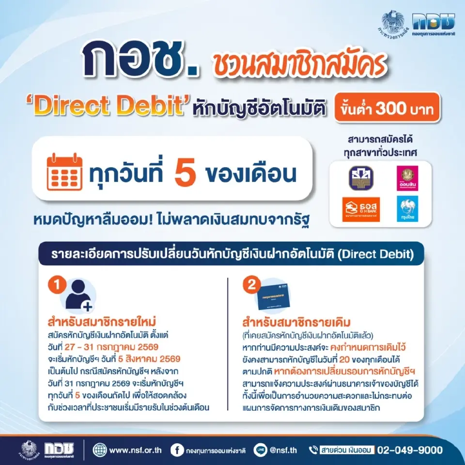 กอช.ชวนออม หักเงินฝากอัตโนมัติ