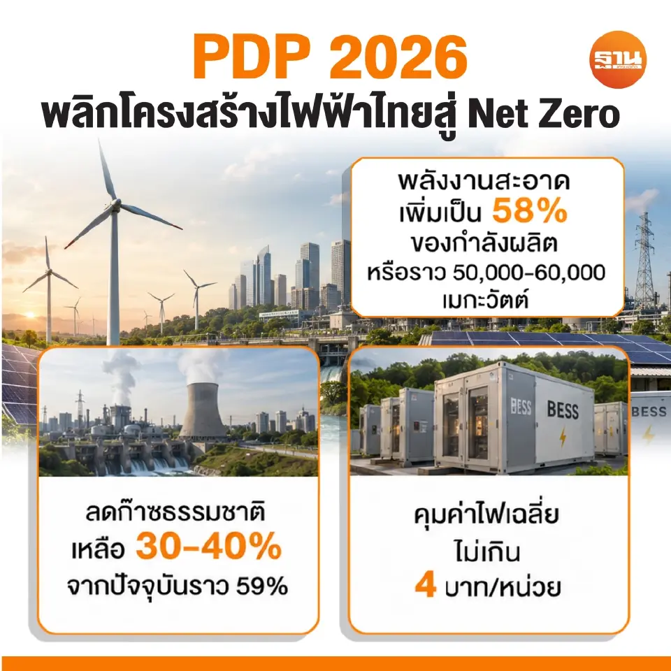 กางแผน PDP ใหม่ อัดไฟฟ้าสะอาด 58% รับ ‘ดาต้าเซ็นเตอร์-อีวี’ โตแรง