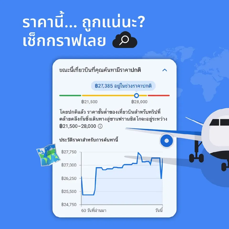 วิธีจองตั๋วเครื่องบินให้คุ้มผ่าน Google Flights เช็กเที่ยวบิน-เทียบราคาก่อนจอง
