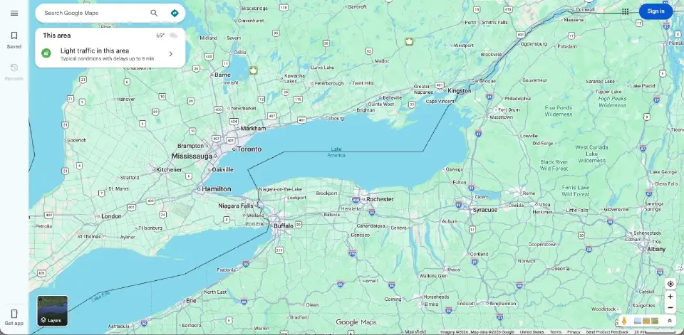 Google Maps เปลี่ยนชื่อ Lake Ontario เป็น “Lake America” ตามคำสั่ง'ทรัมป์'