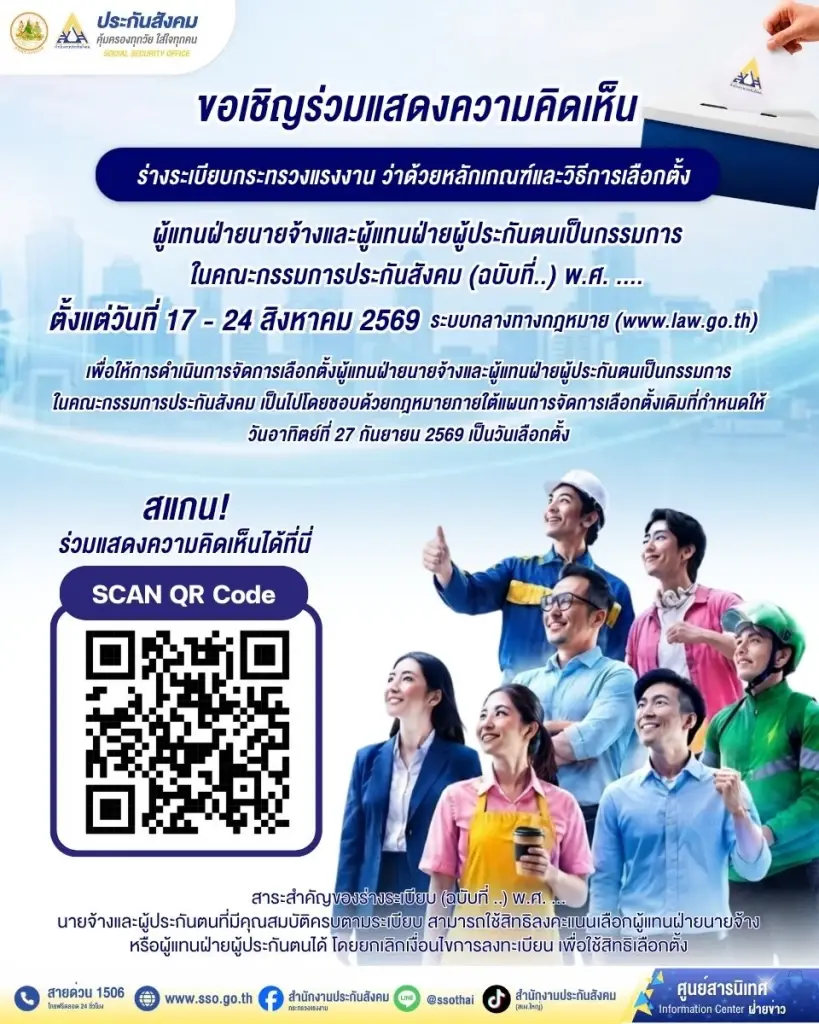 สปส.เปิดรับฟังความคิดเห็นร่างระเบียบเลือกตั้งฉบับแก้ไขเพิ่มเติม