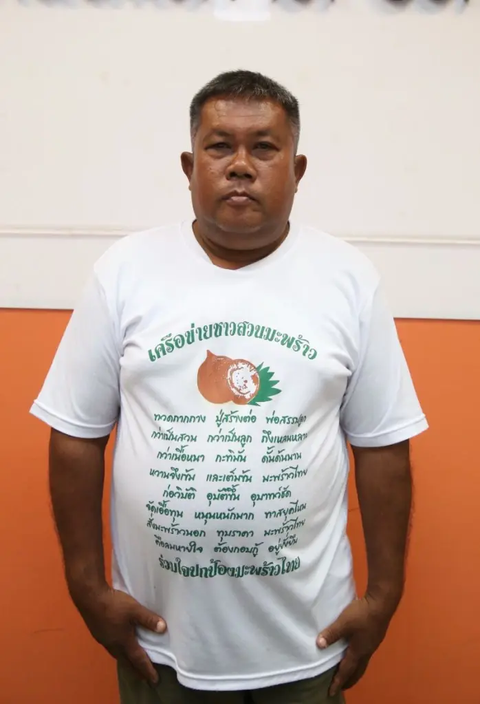 นายพงษ์ศักดิ์ บุตรรักษ์ แกนนำและผู้ประสานงานกลุ่มเครือข่ายเกษตรกรผู้ปลูกมะพร้าวจังหวัดประจวบคีรีขันธ์