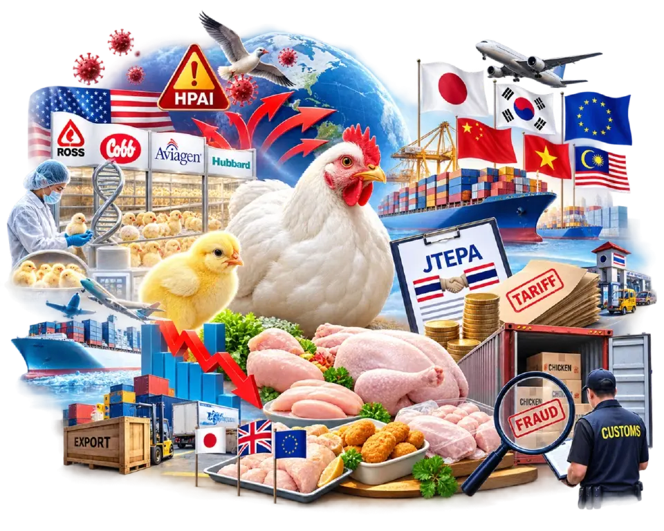 ไก่ไทยเจอศึก 4 ด้าน แม่พันธุ์กระจุกสหรัฐ ตลาดส่งออกแข่งเดือด