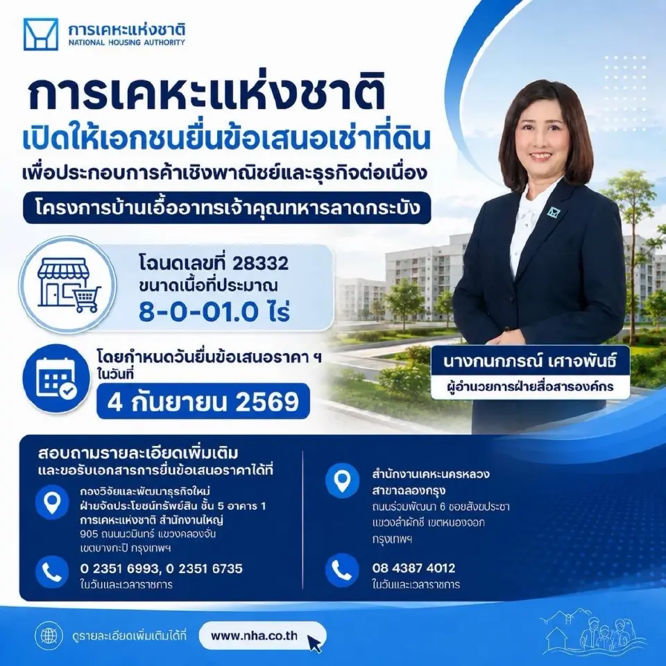 เปิดเอกชนเช่าที่ดินภายในโครงการบ้านเอื้ออาทรเจ้าคุณทหารลาดกระบัง