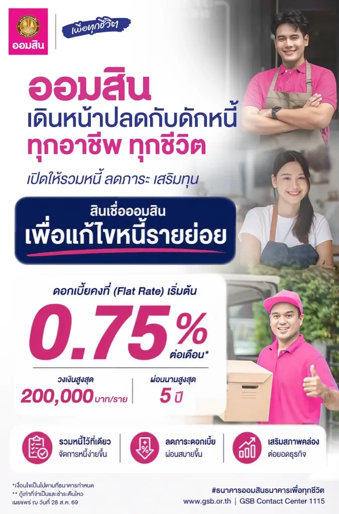 ธนาคารออมสิน  เปิดให้กู้รวมหนี้ "สินเชื่อออมสินเพื่อแก้ไขหนี้รายย่อย"ดอกเบี้ยคงที่เริ่มต้น 0.75 % วงเงินสูงสุด 200,000 บาท ผ่อนนาน 5 ปี