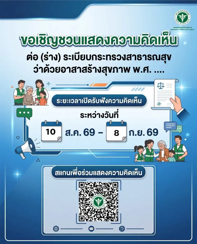เปิดประชาพิจารณ์ร่างระเบียบ 'อาสาสร้างสุขภาพ' ดึงเยาวชนเสริมทัพสาธารณสุขชุมชน
