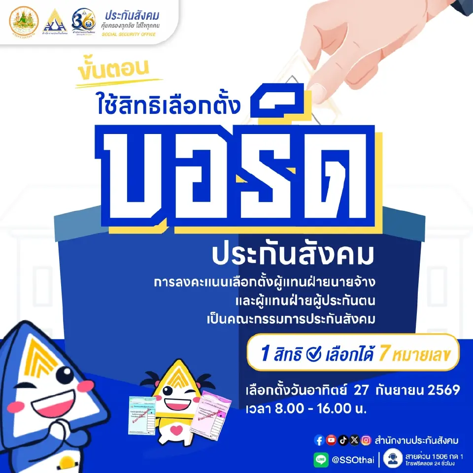 ก่อนเข้าคูหา เช็กขั้นตอนเลือกตั้งบอร์ดประกันสังคม 27 ก.ย.69