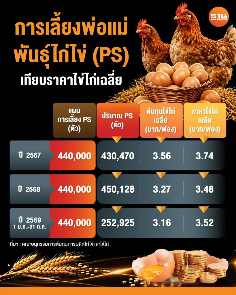 แผนการเลี้ยงพ่อแม่พันธุ์ไก่ไข่ (PS) ในประเทศไทย
