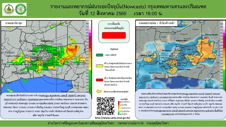 ฝนตกกรุงเทพฯ วันนี้ กทม.-ปริมณฑล ถล่มหนักเกือบทุกเขต ลากยาวเกิน 1 ชม.