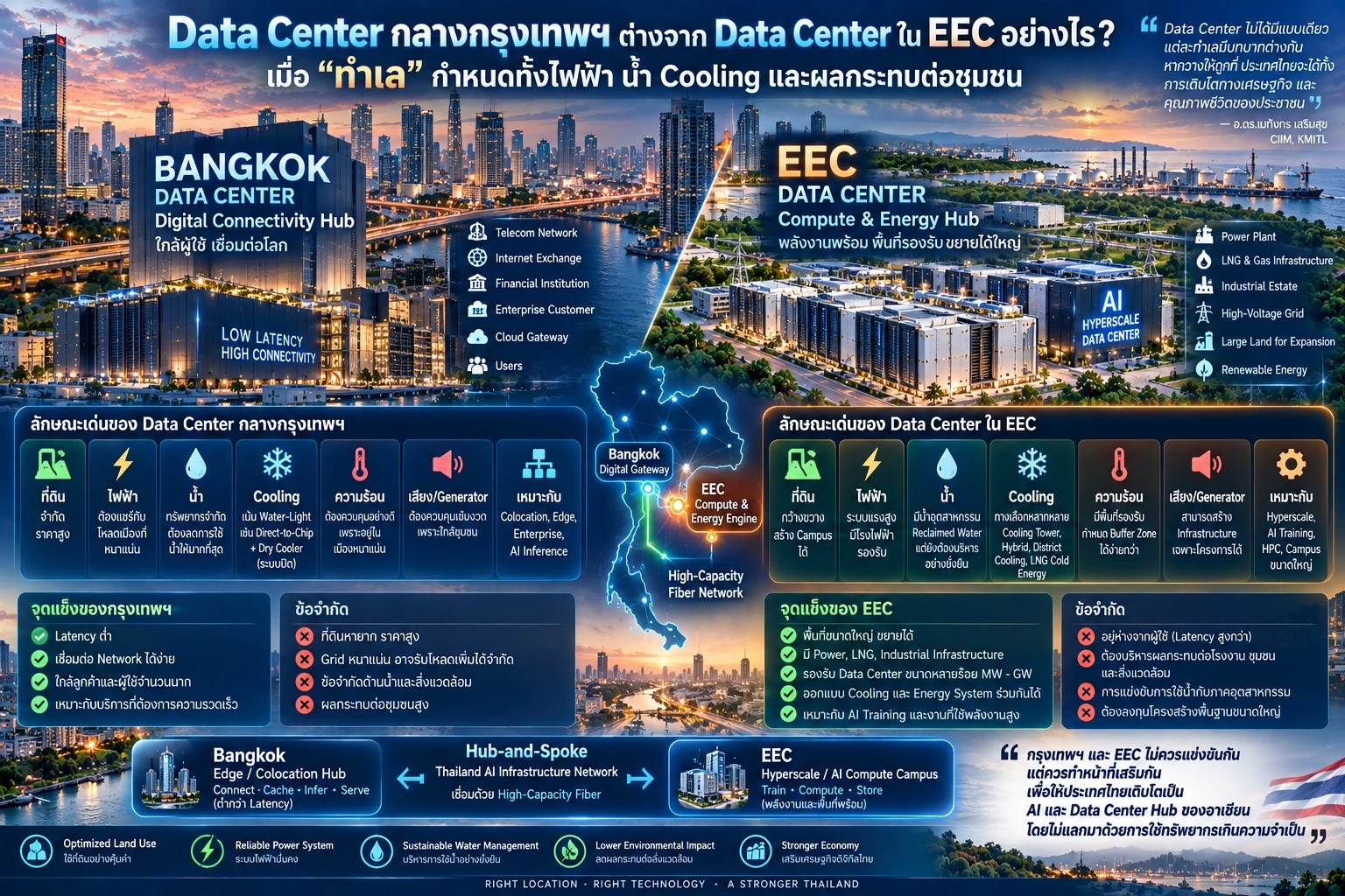 Data Center กลางกรุงเทพฯ ต่างจาก Data Center ใน EEC อย่างไร?