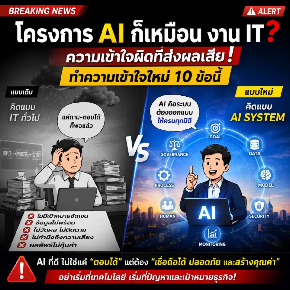 “โครงการ AI ก็แค่งาน IT อีกแบบหนึ่ง” ความเข้าใจผิดครั้งใหญ่ที่อาจทำให้เสียทั้งเงิน เวลา และโครงการ