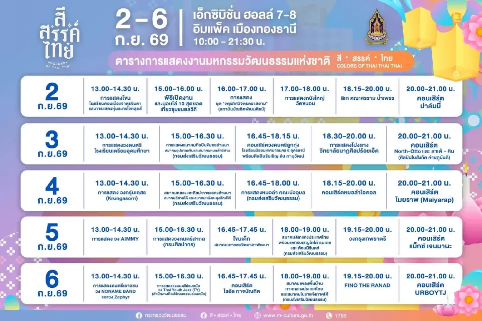 ปักหมุดเที่ยวงาน มหกรรมวัฒนธรรมแห่งชาติ 2-6 ก.ย.69 เช็กไฮไลต์ -ตารางกิจกรรม