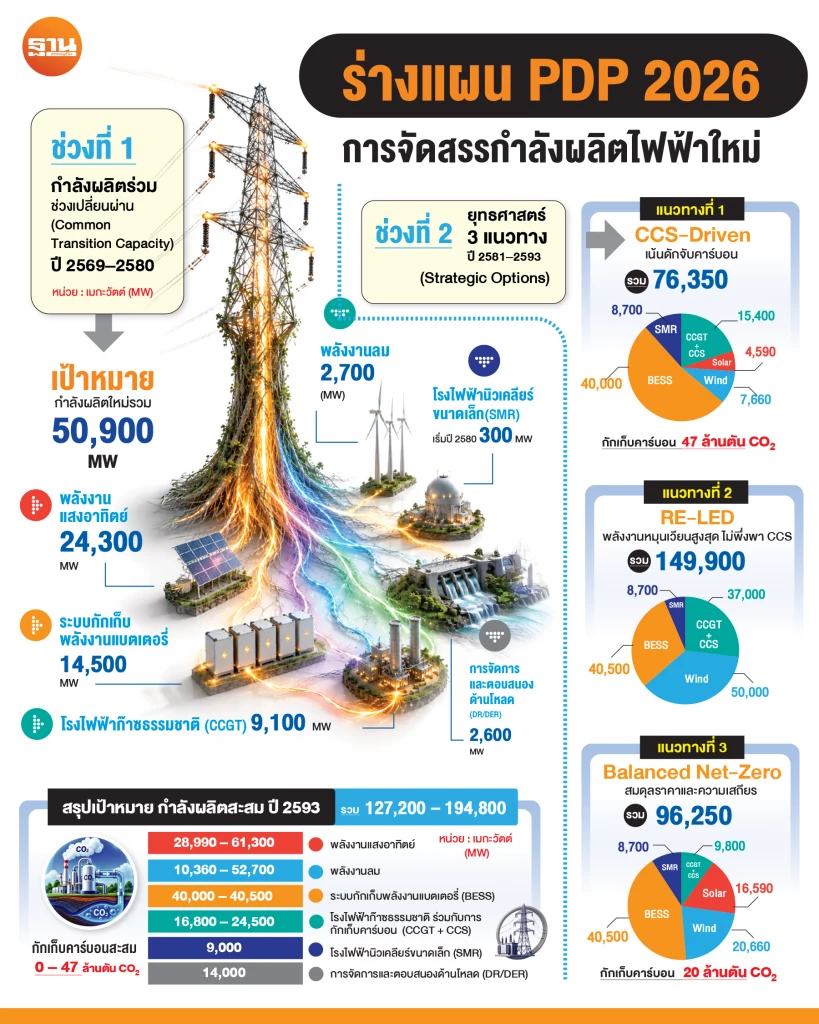 ร่างแผนพัฒนากำลังผลิตไฟฟ้าของประเทศไทย 2569-2593 หรือร่างแผน PDP 2026