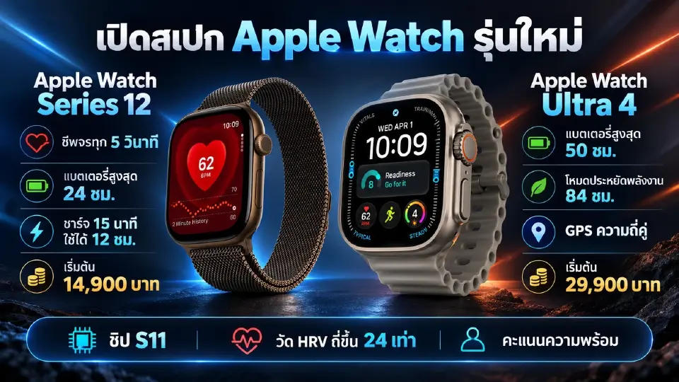 เปิดสเปก Apple Watch Ultra 4–Apple Watch Series 12 ยกระดับ AI ดูแลสุขภาพ