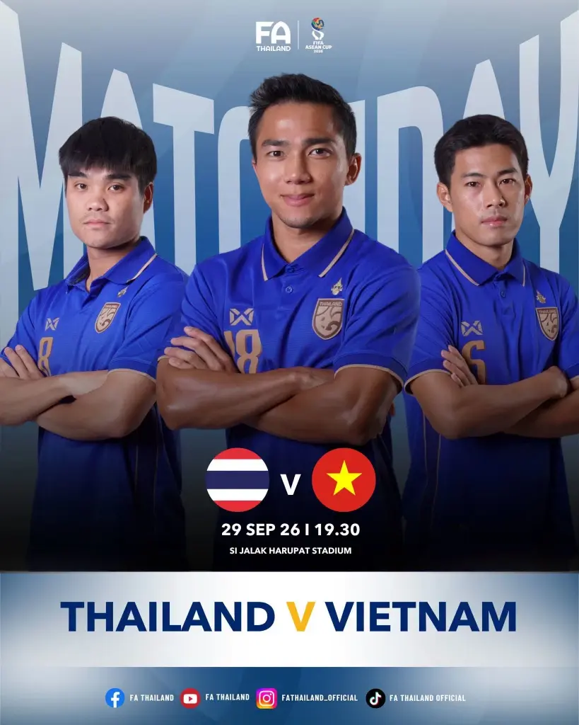 โปรแกรมบอลไทยวันนี้ "ทีมชาติไทย พบ เวียดนาม" ในศึก FIFA ASEAN CUP 2026 เช็กความพร้อมแข้งช้างศึก อัปเดตตารางคะแนน เวลาคิกออฟ 19.30 น.