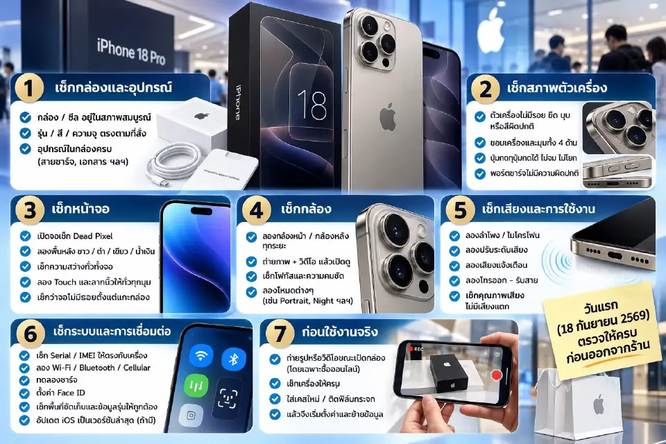 เปิดเช็กลิสต์ รับ iPhone 18 Pro-iPhone 18 Pro Max วันแรก 7 จุดต้องตรวจก่อนออกจากร้าน