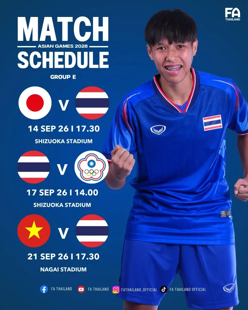 ลิงค์ดูบอลสดฟรี ฟุตบอลหญิงทีมชาติไทย สู้ศึกเอเชียนเกมส์ 2026 นัดแรก ญี่ปุ่น VS ไทย