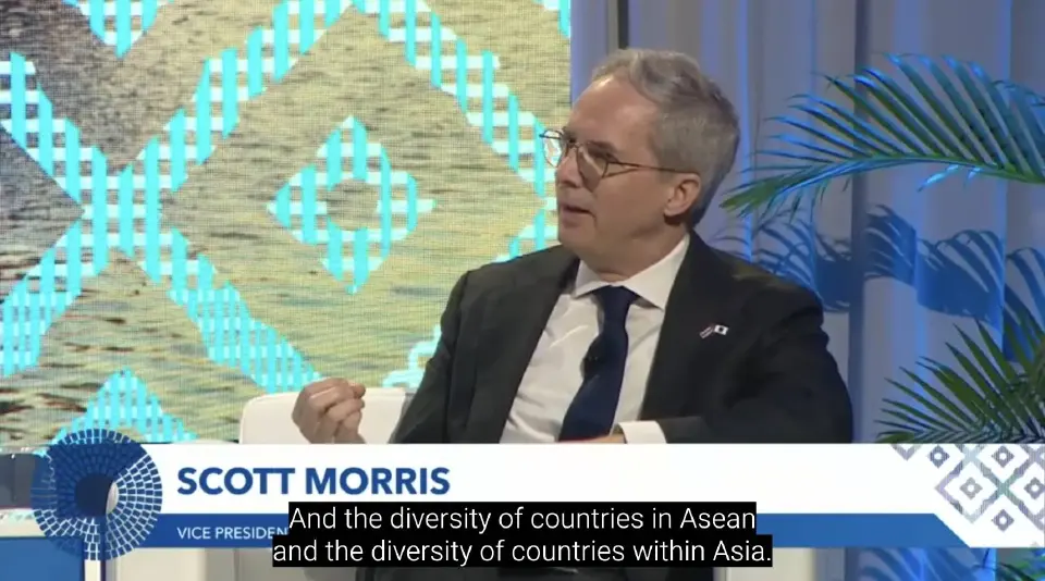 Scott Morris Vice-President, ADB ได้กล่าวในงานเสวนาพิเศษในหัวข้อ ASEAN in a Changing Global Landscape ซึ่งจัดขึ้นโดยมีประเทศไทยเป็นประเทศเจ้าภาพ 