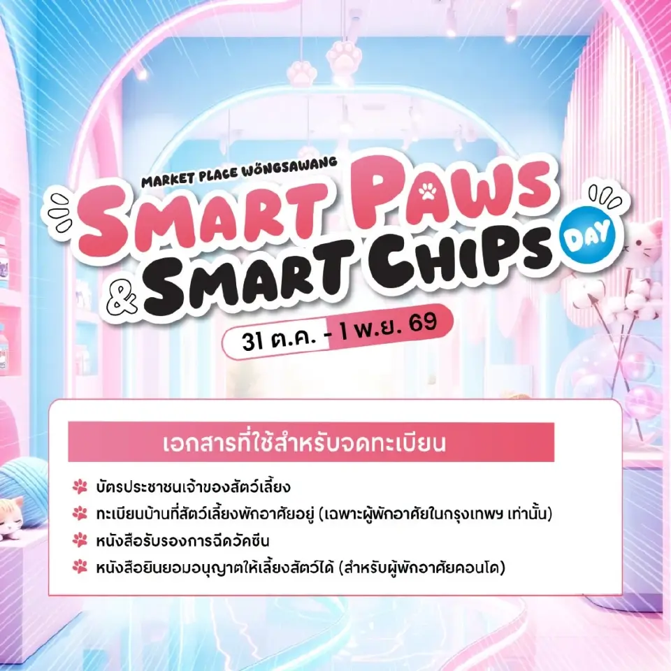เปิดพิกัด Walk-in ฉีดวัคซีน-ฝังไมโครชิปหมาแมว ฟรี 31 ต.ค. - 1 พ.ย. นี้