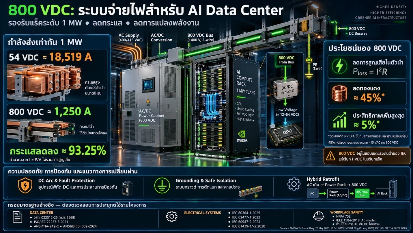 สถาปัตยกรรม NVIDIA การจ่ายไฟฟ้า 800 VDC สำหรับศูนย์ข้อมูลปัญญาประดิษฐ์