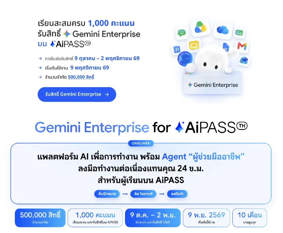 เปิดสเปกจัดเต็ม Gemini Enterprise เพื่อคนไทย 5 แสนราย จัดเต็มโควตาใช้งาน
