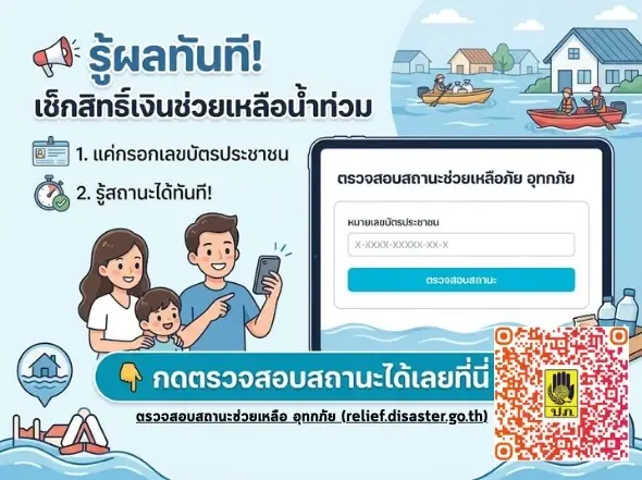วิธีเช็กสิทธิเงินช่วยเหลือกน้ำท่วม 