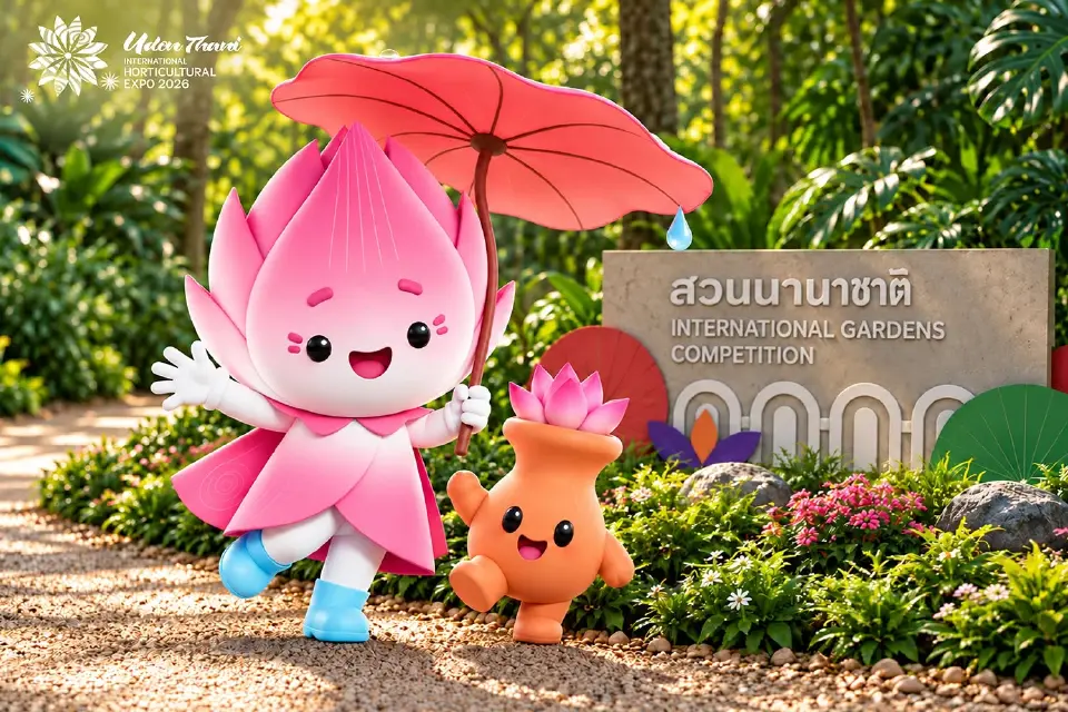 เช็กไฮไลต์  พืชสวนโลกอุดรธานี 2569 เที่ยวสวนดอกไม้ สวนนานาชาติ ชมแสงสีเสียง