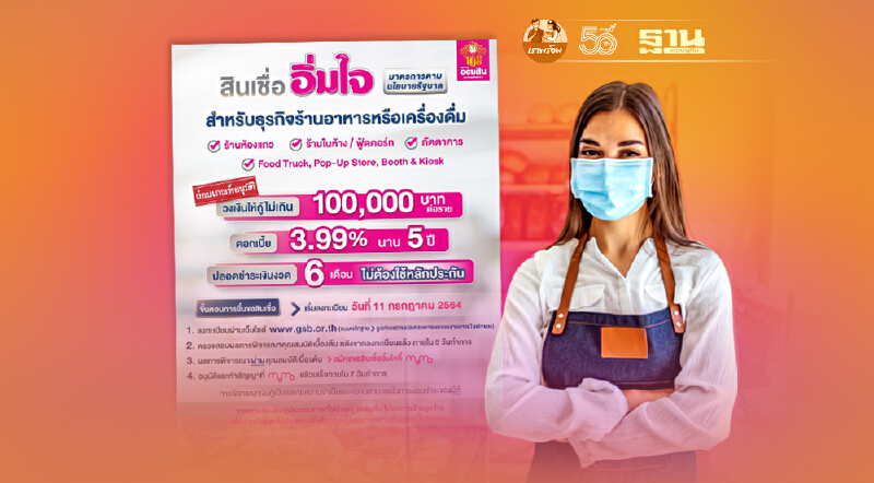 ออมสิน ปล่อยสินเชื่อผ่อนปรนเกณฑ์อนุมัติ “สินเชื่ออิ่มใจ” ช่วยธุรกิจ