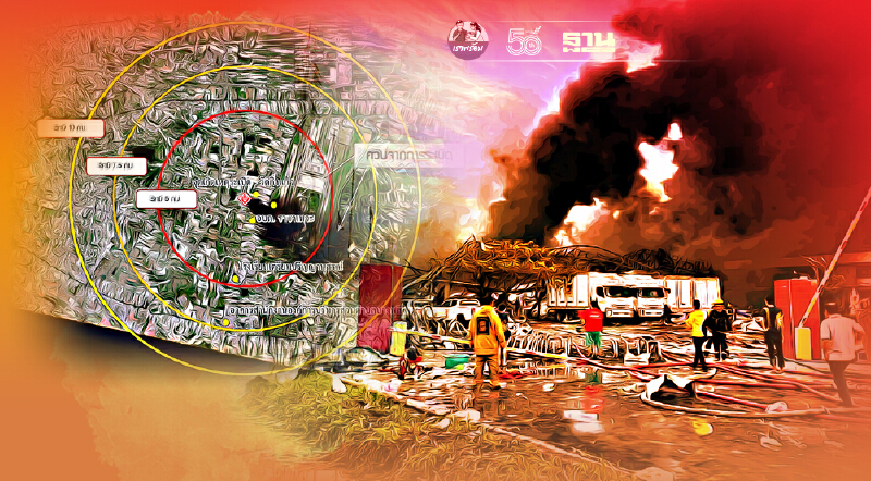 GISTDA รายงานสถานการณ์ทิศทางลมไฟไหม้ โรงงานหมิงติ้ง กิ่งแก้ว