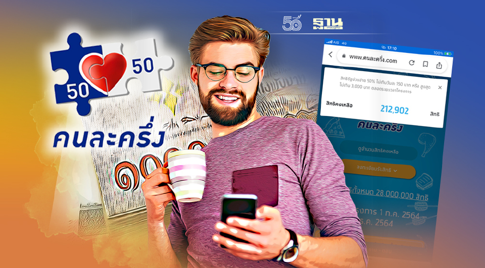 .รีบเลย คนละครึ่งเฟส 3 www.คนละครึ่ง.com เหลือแค่ 2 แสนสิทธิ โอนรอบเดียว 3 พัน.