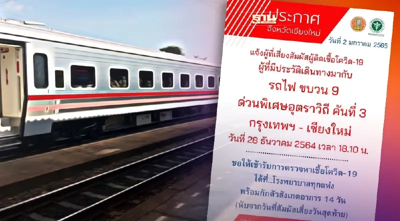 แจ้งผู้โดยสารรถไฟ ด่วนพิเศษอุตราวิถี กรุงเทพฯ -เชียงใหม่ ตรวจหาเชื้อโควิด